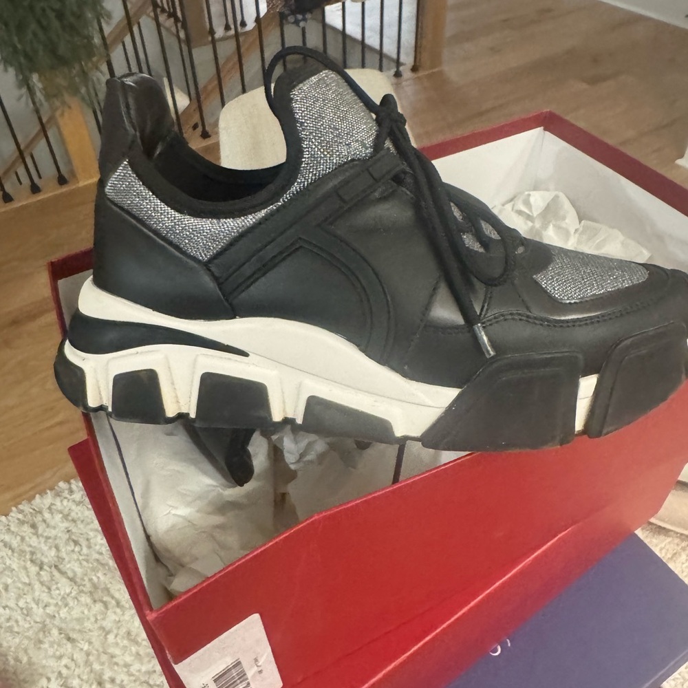 Salvatore Ferragamo Black and Gray Women's Sneakers